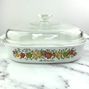 Corning Ware Le Romarin Spice of Life Casserole Dish A-10-B with Glass Lid Dish
